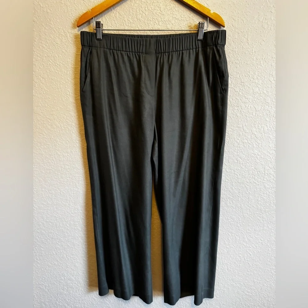 J.Jill Women Gray Linen Blend Pull On Pants Elastic Waist Casual Size M
